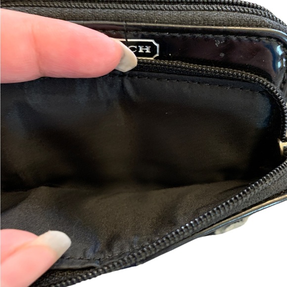 SOLD ❗️Coach Monogram Black Jacquard Mini Zipper Purse Pouch ID Card Wallet - Picture 9 of 11